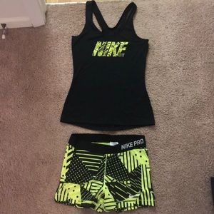 Nike pro tank and compression shorts